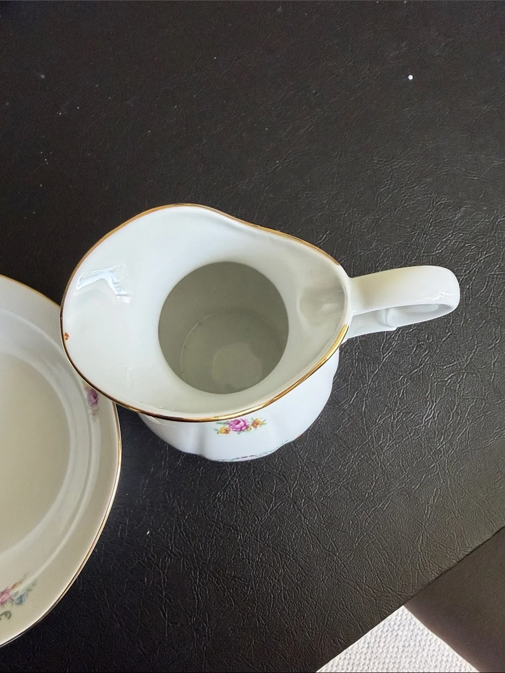 Classic Cream Porcelain Pitcher and Bowl Set with Pink Floral Accents
